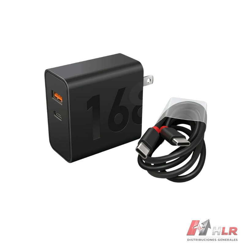 CARGADOR INTELIGENTE TIPO C 168w NEGRO SUPER C168