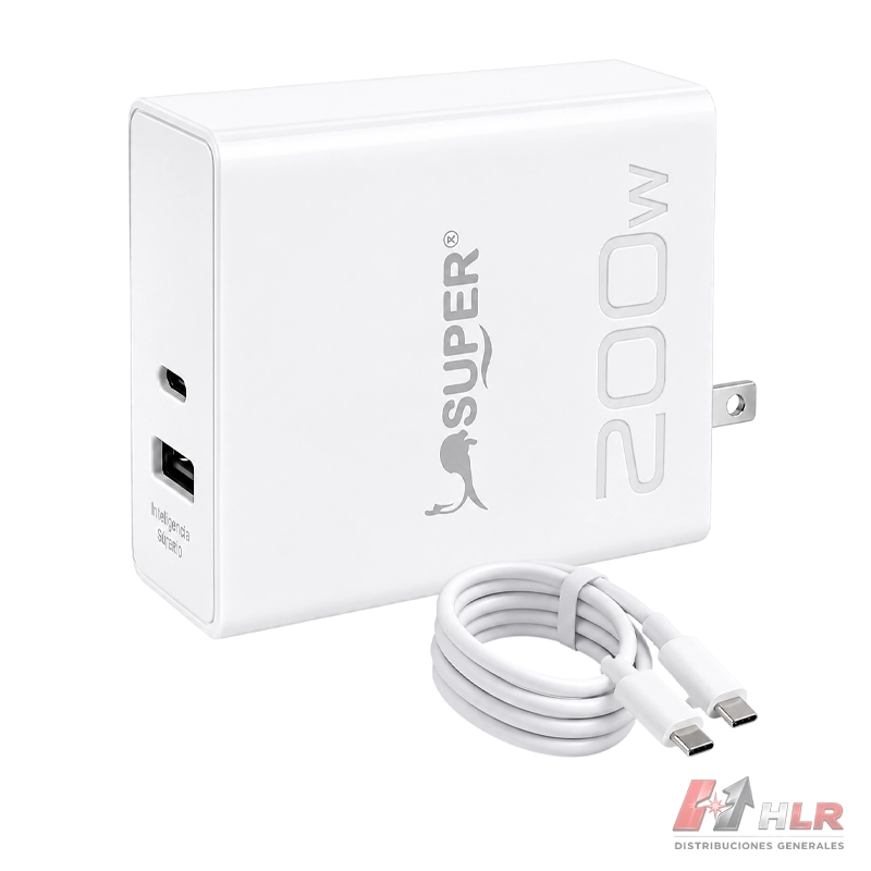 CARGADOR INTELIGENTE TIPO C 200W 10AMP BLANCO SUPER C21